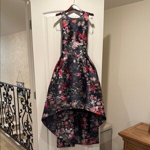 Monique Lhuillier Floral High-Low Dress - Black and Pink